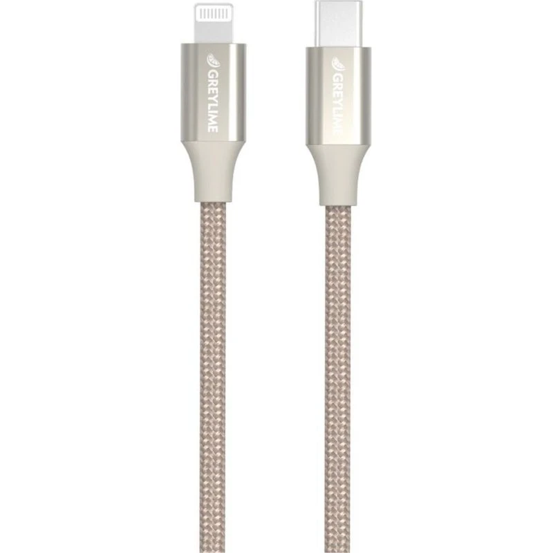 GreyLime Braided USB-C til MFi Lightning Kabel, Beige, 2 m