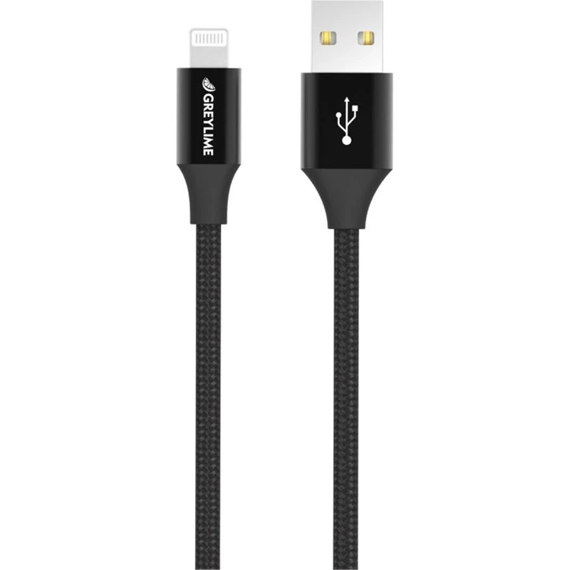 GreyLime Braided USB-A til MFi Lightning Kabel, Sort, 1 m