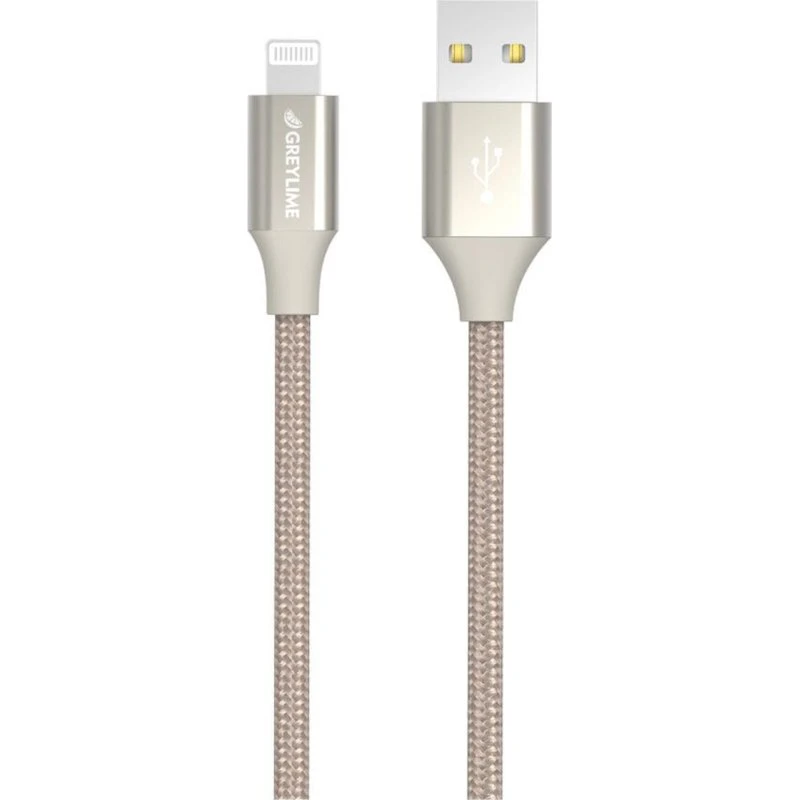 GreyLime Braided USB-A til MFi Lightning Kabel, Beige, 2 m
