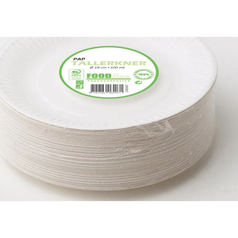 Tallerken 18 cm Coated, 100 stk. – Bionedbrydelig frokosttallerken