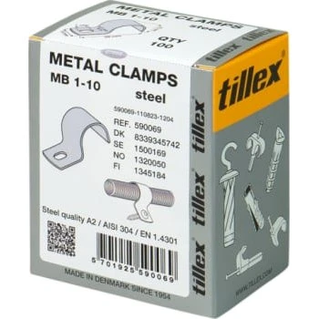 Tillex MB1 Kabelbøjle 10 mm, 1-lap, rustfrit stål A2/AISI 304