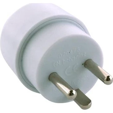 Hybridstikprop: Adaptor fra Schuko til dansk stik, lysegrå