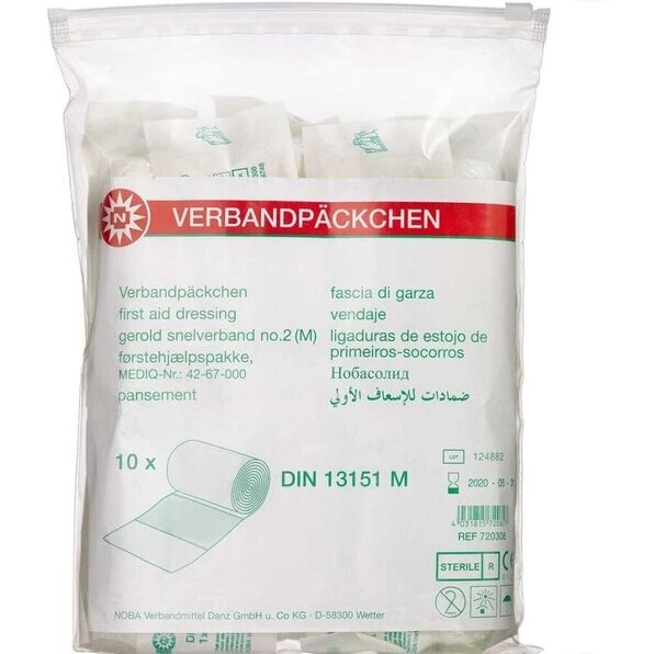 Noba førstehjælpskompres 8 cm x 4 m, 10 stk