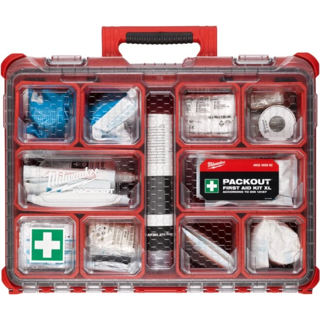 Milwaukee PACKOUT XL Førstehjælpskasse DIN 13157 (inkl. øjenskyl)