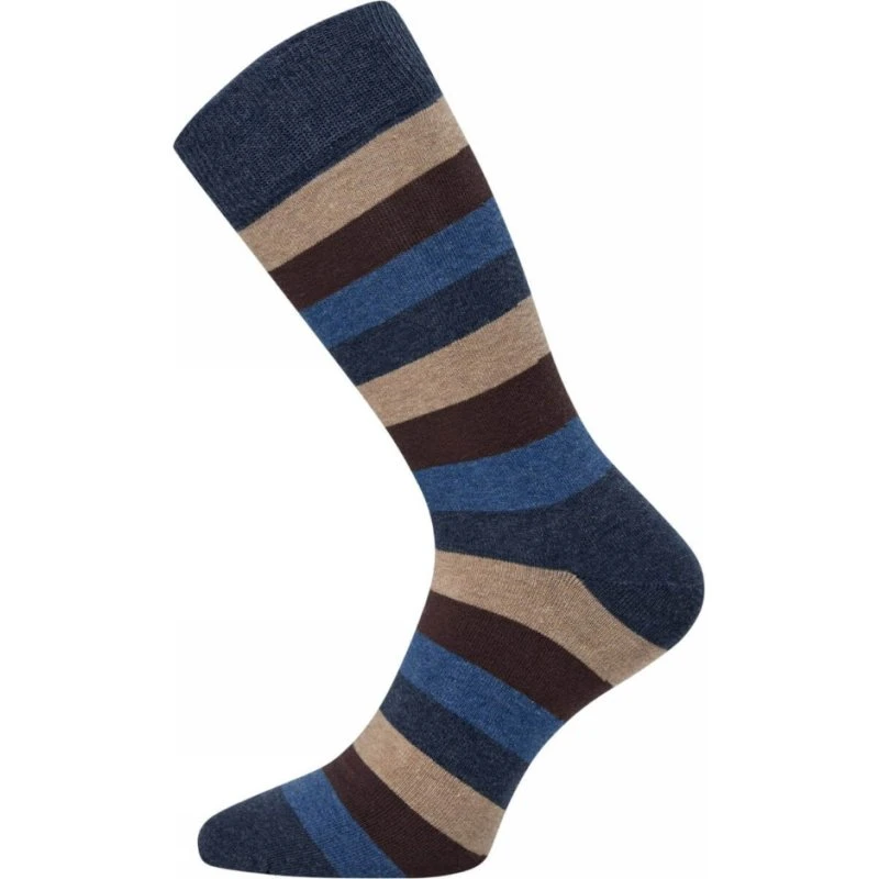 JBS herrestrømper, marineblå med beige striber, str. 40-47