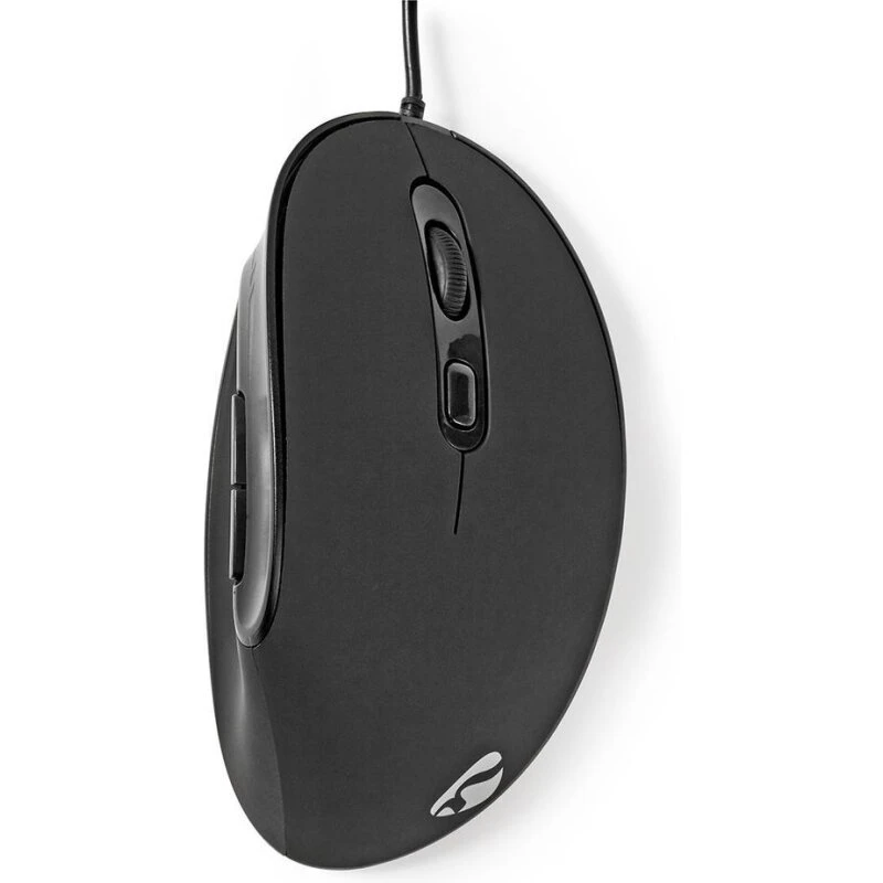 Nedis kablet ergonomisk mus, justerbar DPI 1200–3600, 6 knapper – Sort