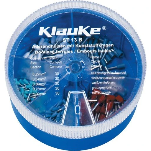 Klauke ST13B sortimentsboks med isolerede terminalrør, 0,25-1,0 mm²