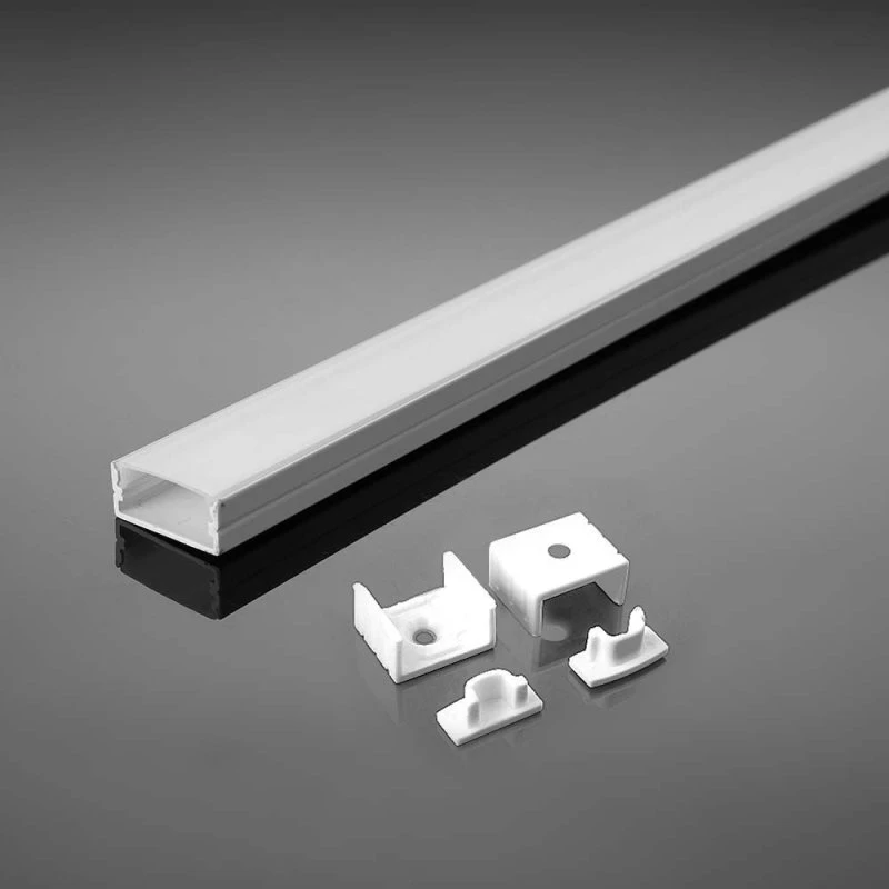 Monteringssæt til LED-strips - 2m Aluprofil, 12mm, Hvid