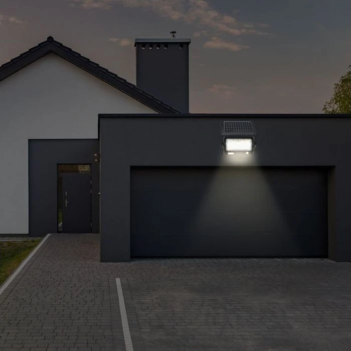 V-Tac 10W LED Solcelle Projektør med Sensor, IP65, Sort