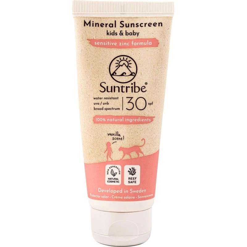 Suntribe All Natural Mineral Kids Sunscreen SPF 30, Vanilje, 100 ml
