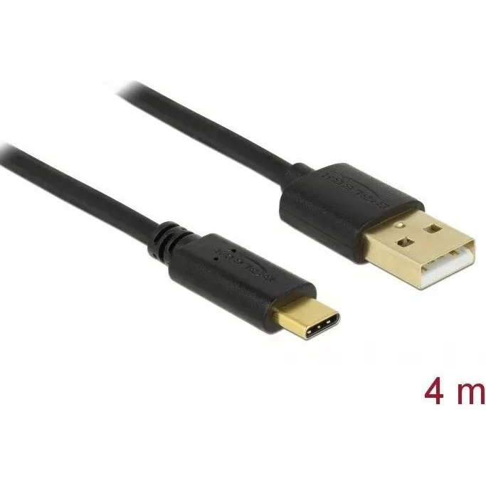 DeLOCK USB 2.0 kabel Type-A til Type-C, 4 m, sort