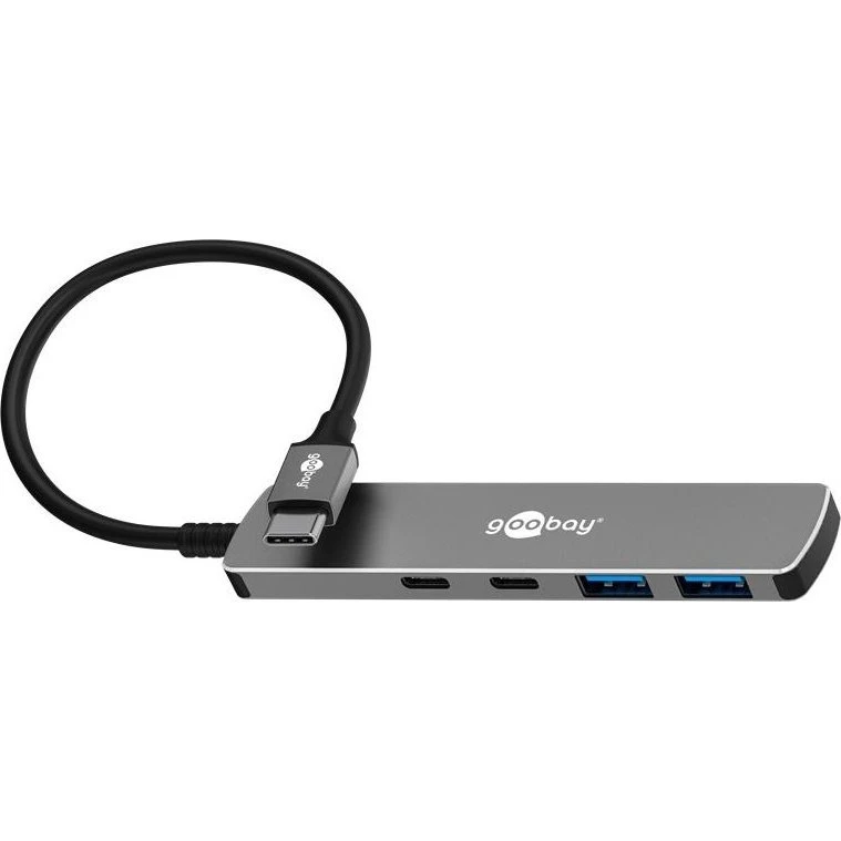 Goobay Slim 4-port USB-C hub med 2x USB-C og 2x USB-A