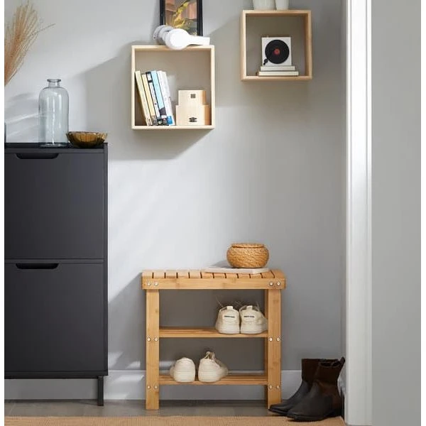 SoBuy Skobænk i bambus, L50 x B29 x H45 cm, FSR02-K-N