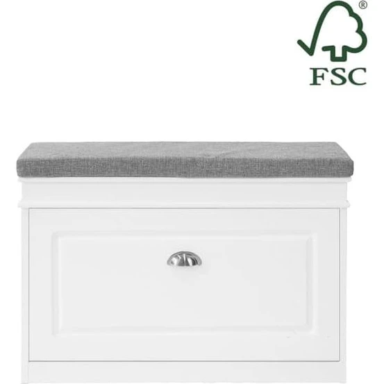 SoBuy Skobænk med hynde 75x24x51cm – Hvid FSR82-L-W