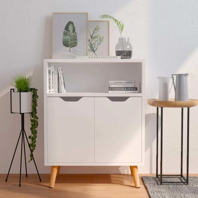 vidaXL skænk 60x30x72 cm i hvidt konstrueret træ