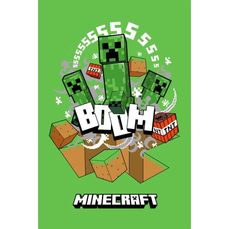 Minecraft Boom Creeper Børnetæppe i polarfleece, 100x150 cm