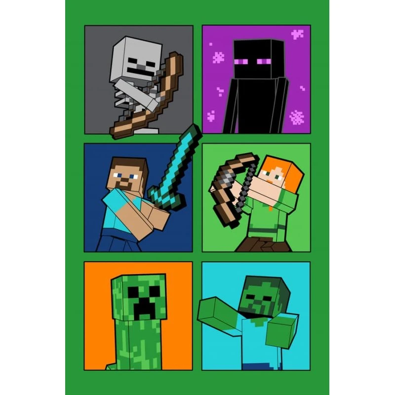 Minecraft Fight Badges Børnetæppe - Superblødt Polartæppe 100x150 cm