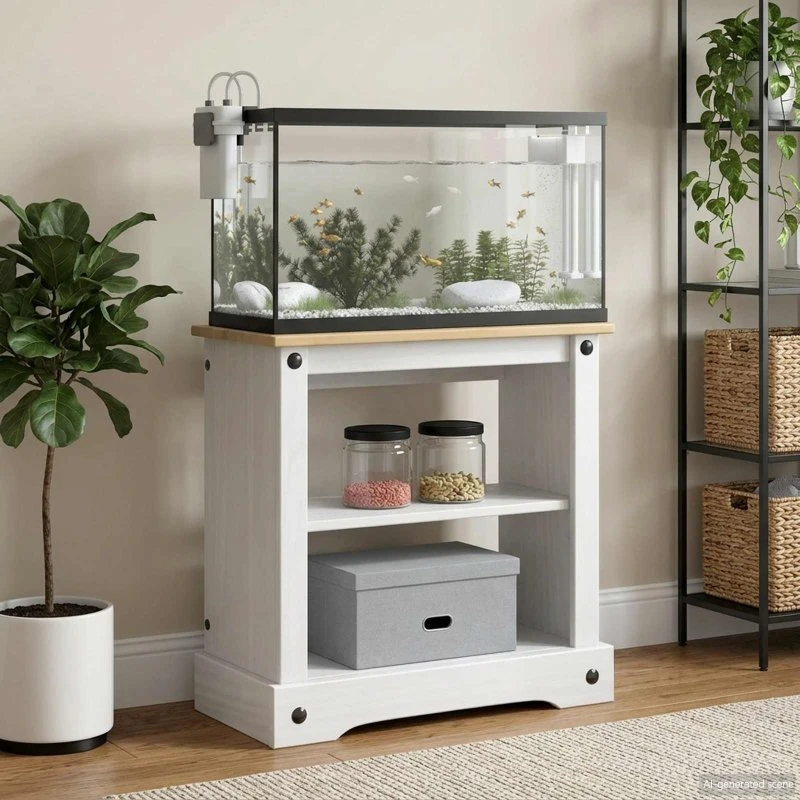 vidaXL Akvariumstand CORONA Hvid/Brun 60,5x30x60 cm