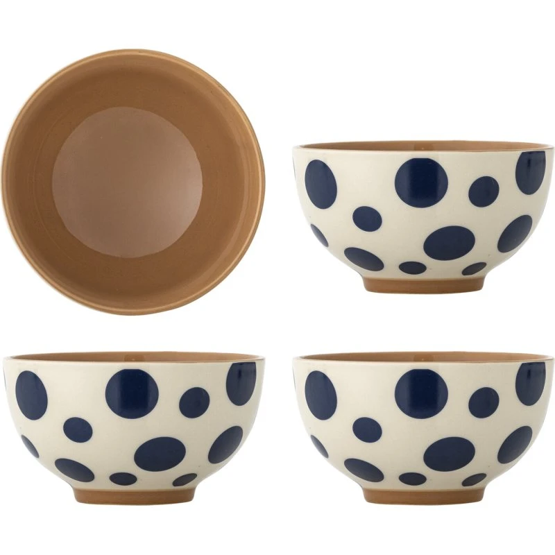 Bloomingville Miri Skålesæt - 4 stk. Stentøj med Polka Dots
