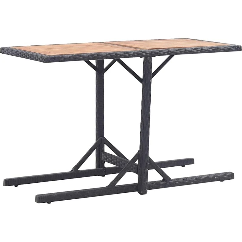 vidaXL havebord i massivt akacietræ og sort polyrattan, 110x53 cm