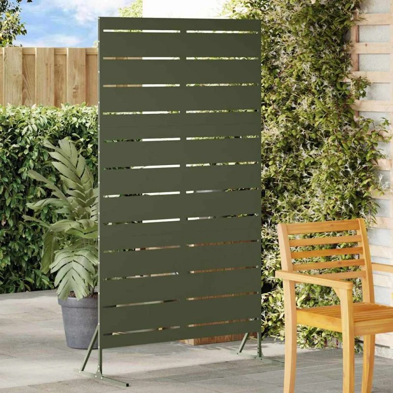 vidaXL Privatlivsskærm 100 x 50 x 180 cm Stål - Olivengrøn