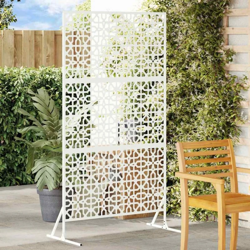 vidaXL Privatlivsskærm 100 x 50 x 180 cm Stål Hvid