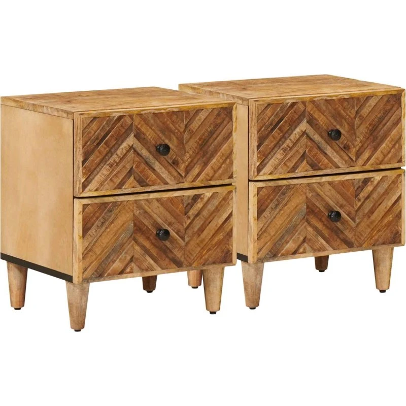 vidaXL Sengebord 2 stk. Brun Mangotræ 40 x 33,5 x 46 cm