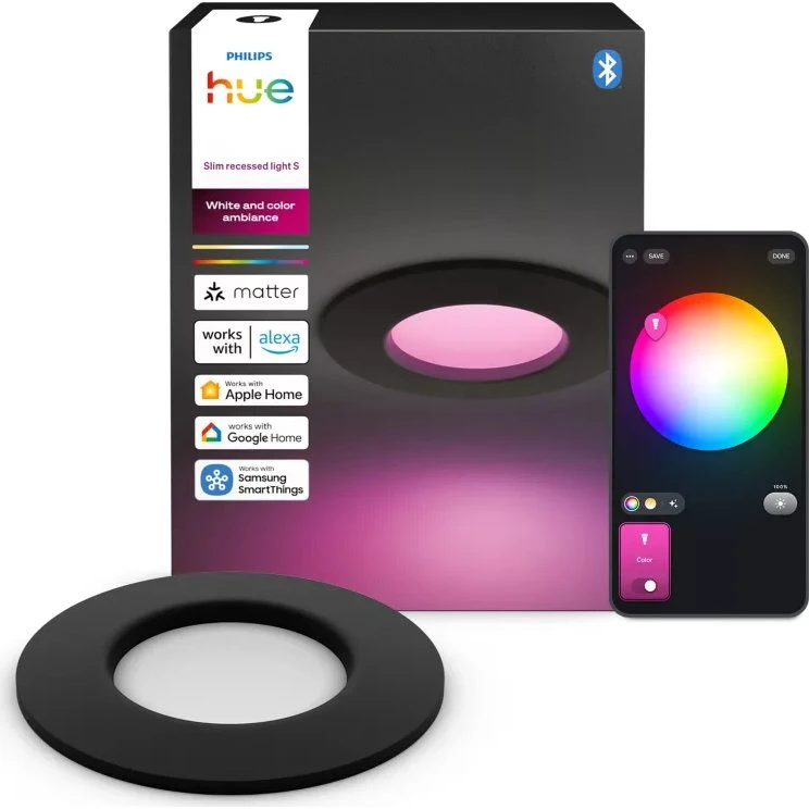 Philips Hue Slim indbygningsspot 90mm Sort - White & Color Ambiance