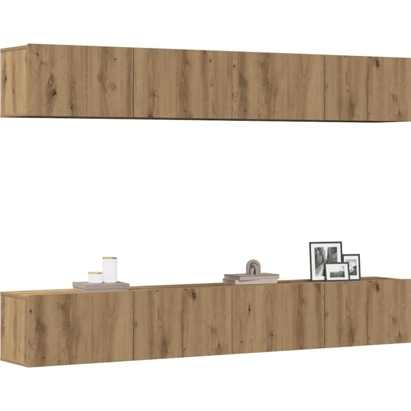 vidaXL vægmonteret TV-skabssæt i kunsteg, 4 dele, 100x30x30 cm