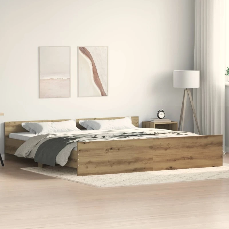 vidaXL Sengestel Artisan Egetræ 203 x 203 x 50 cm