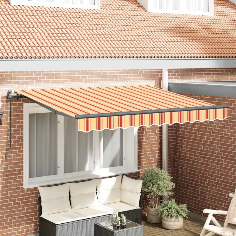 vidaXL Udtrækkelig markise, gul og orange stribet, 250 x 200 cm