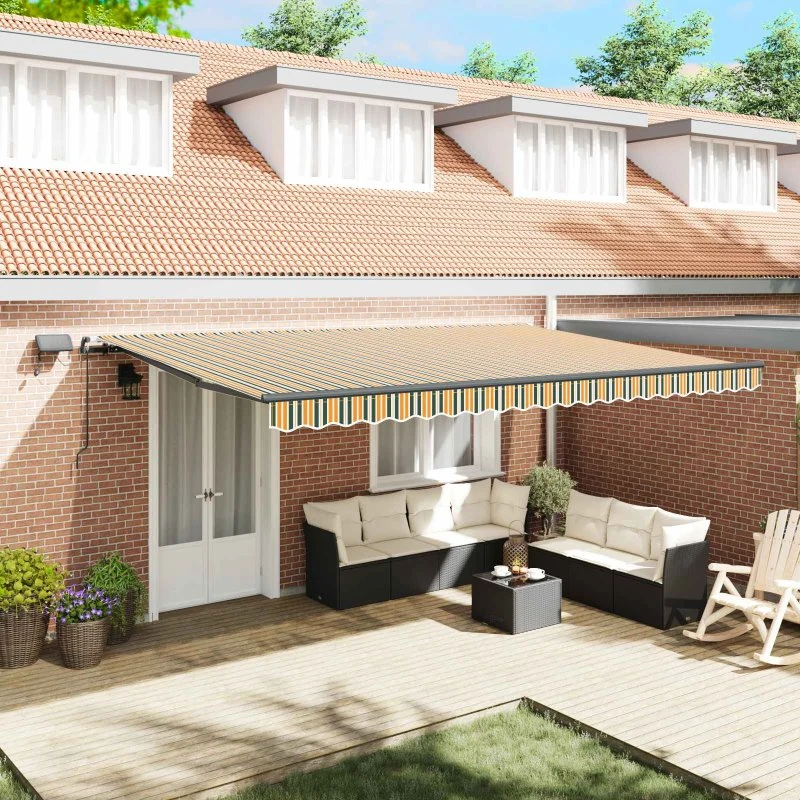 vidaXL Udtrækkelig markise, Grøn/Gul, 500 × 300 cm