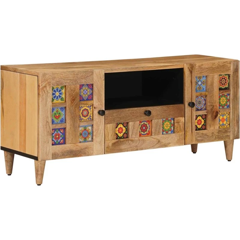 vidaXL TV-skab i massivt mangotræ, natur, 105 x 33,5 x 46 cm