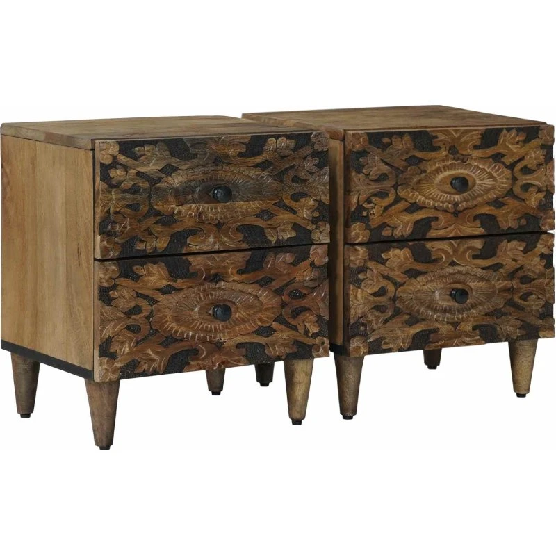 vidaXL Natskab 2 stk. Brun Massivt Mangotræ 40x33,5x46 cm
