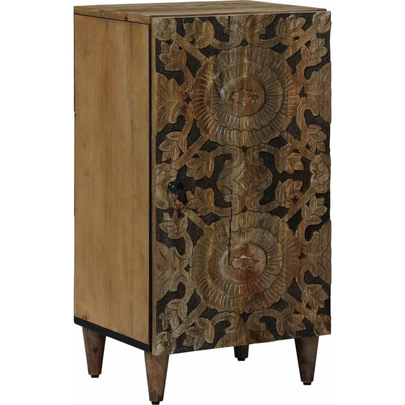 vidaXL Sideboard i massivt mangotræ, Brun, 40 x 33,5 x 75 cm