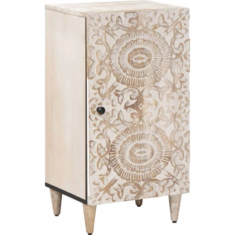 vidaXL Sideboard med dør i hvidt mangotræ, 40 x 33,5 x 75 cm