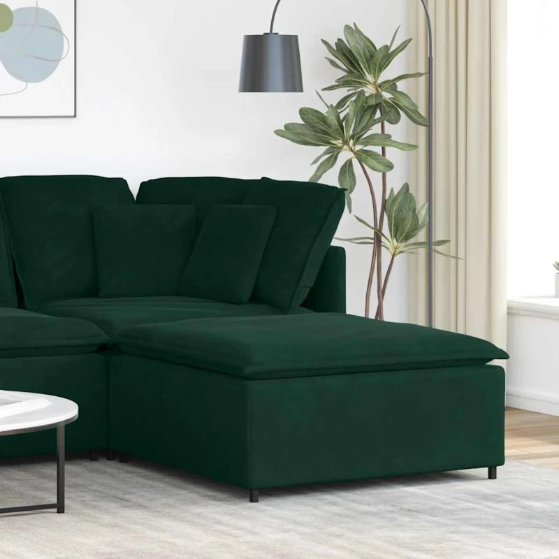 vidaXL Modulær sofa fodskammel 100x100x48 cm - mørkegrøn fløjl