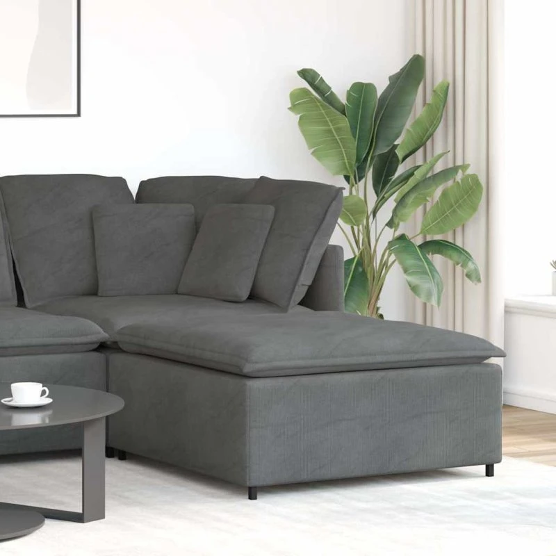 vidaXL modulær sofa fodskammel 100x100x48 cm mørkegrå fløjl