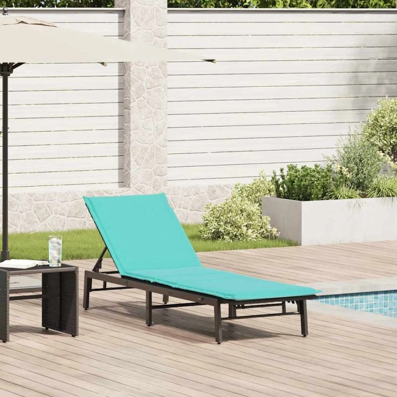 vidaXL liggestol med hynde i polyrattan, sort