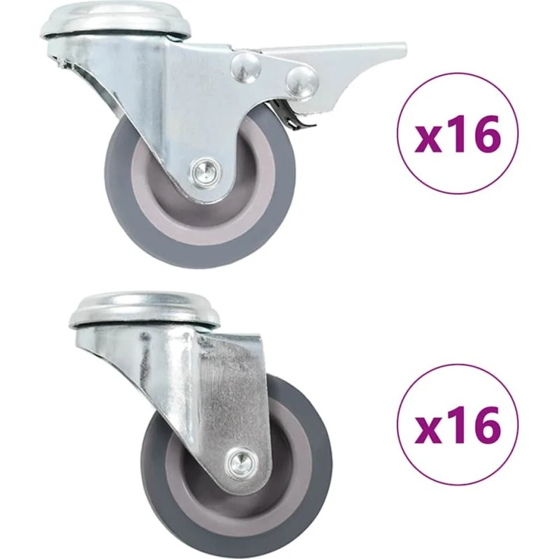vidaXL drejehjul med bolthul, 32 stk., 50 mm, grå