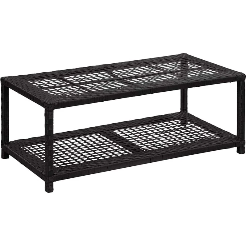 vidaXL skobænk i polyrattan, 80x40x30 cm, sort