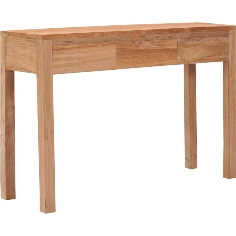 vidaXL konsolbord i massivt teaktræ 110x35x75 cm med 3 skuffer