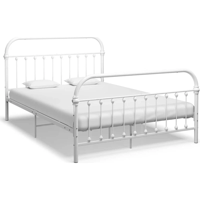 vidaXL sengestel 120x200 cm i hvidt metal