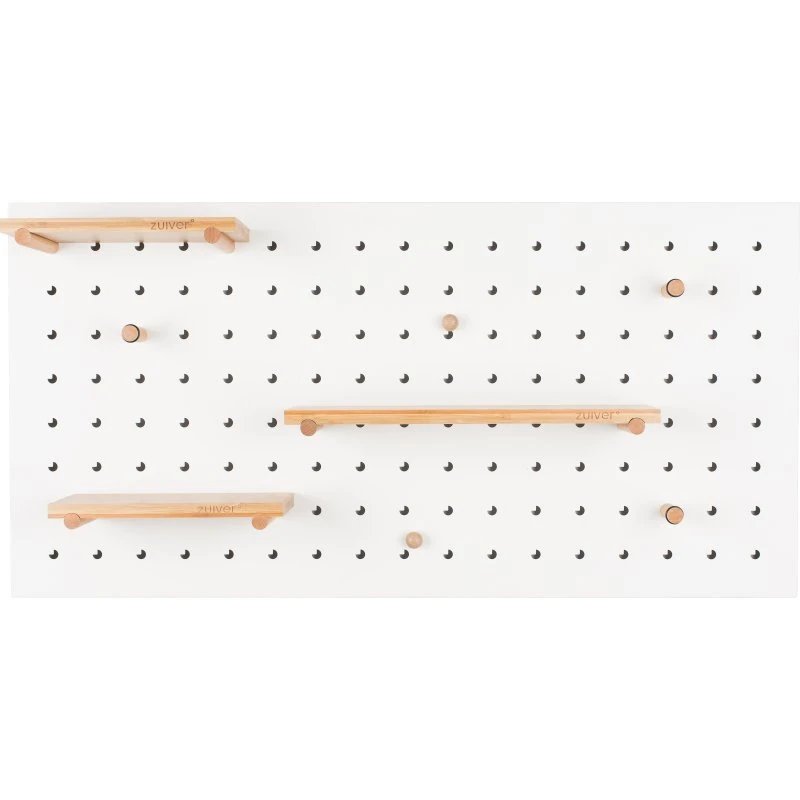 Zuiver Bundy Pegboard opslagstavle i hvidt jern og bambus, 45x90 cm