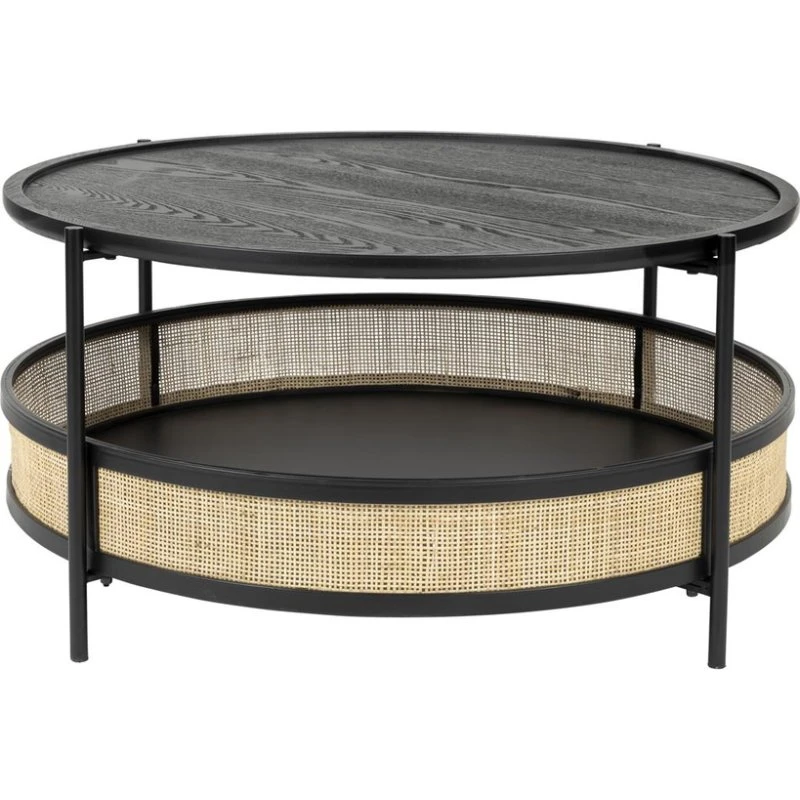 Studio White Makoto sofabord i askegrå rattan, Ø80 cm