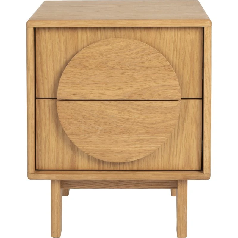 Zuiver Groove sidebord i egetræ med 2 skuffer, natur (45x40)
