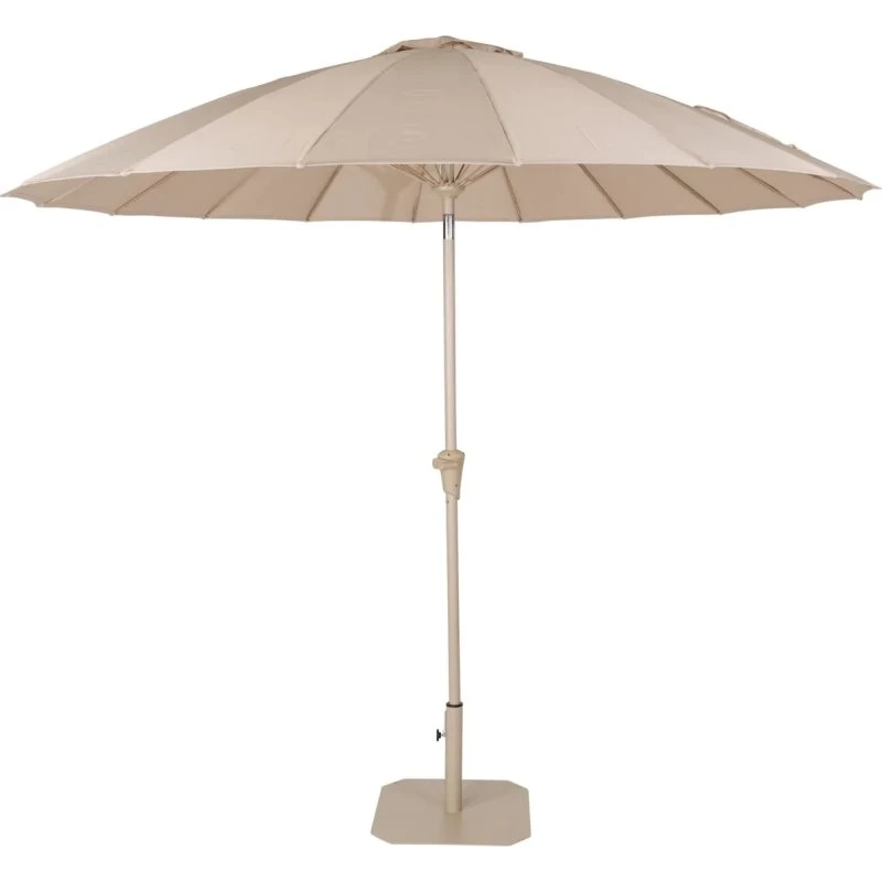 ZUIVER Sunshine parasol m. fod, beige polyester & rustfrit stål
