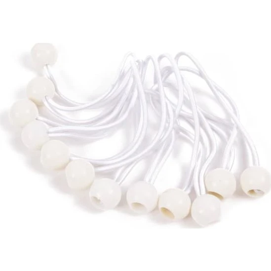 Elastik med kugle, hvid, 12 stk. – ca. 17 cm