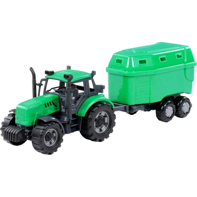 Cavallino Tractor med Hestetrailer, Grøn, Skala 1:32