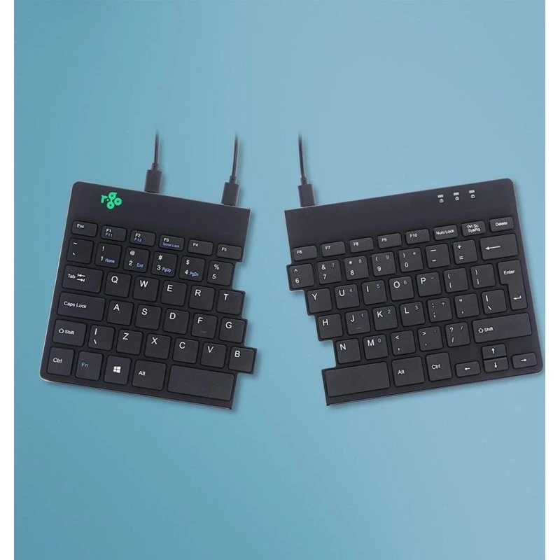 R-Go Split Break ergonomisk tastatur, US-layout, kablet, sort
